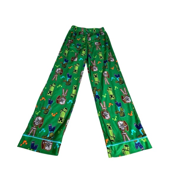 minecraft PJ Pajama set Size 10/12  youth boys 2 piece green Fleece Polyester - Picture 8 of 11
